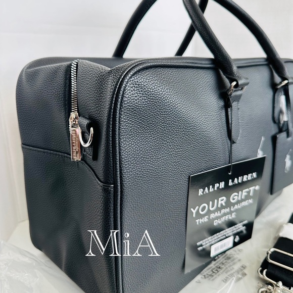 Ralph Lauren Polo Travel / Weekend Bag Side Pocket + Strap + Name Tag (Black) - Picture 3 of 8